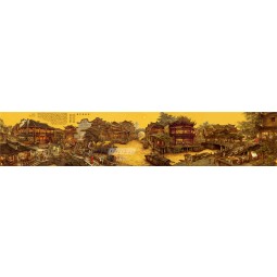 B366长江以南的旧梦想背景墙装饰水墨画为房子