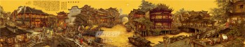 B366 El viejo sueño del sur del río Yangtze. Fondo de la pared. Pintura en tinta para la casa
