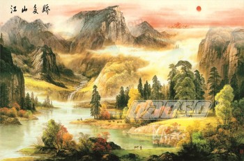 B374 paysage chinois peinture de fond peinture murale encre pour la décoration