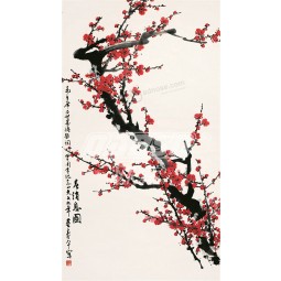B378 Plum Blossom Ink Painting Background Wall Decoration for Home