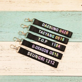Hot KPOP Bigbang Laser Lanyard Key Chain Key Ring G-DRAGON TAEYANG Name Tag Bigbang Fans Support Jewelry for Men Women