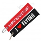 Remove Before Flight Key Chain 1PC I Love Flying Chain for car Key Fob Tag Key Chain for Aviation Gifts Embroidery Keychain