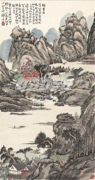 B379山水画水墨墙背景装饰水墨画墙艺术印刷