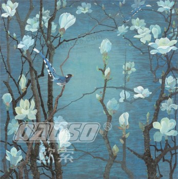 B386 Yulan Magnolie Blume dekorative Malerei Wand Hintergrund Dekoration Tinte Malerei Wand Kunstdruck