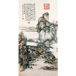 B398 Ink Painting Landscape Design Background Wall Painting Home Decor Mural