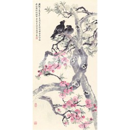 B401 Pear Blossom and Bird Decorative Painting Wall Background Decoration Ink Painting for Sale