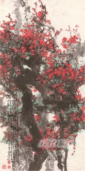 B402 rote Pflaume Veranda dekorative Malerei Wand Hintergrund Dekoration Tinte Malerei Drucken