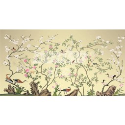 B410 Ink Painting Flower and Bird Design TV Background Wall Painting Home Decor Mural