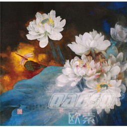 B481 Fine Brushwork Lotus Background Ink Painting Wall Decoration for Living Room