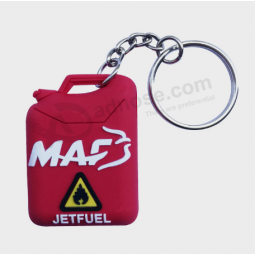 Brand Logo rubber key ring oil drum Shape Soft PVC keychain