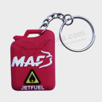 Brand Logo rubber key ring oil drum Shape Soft PVC keychain