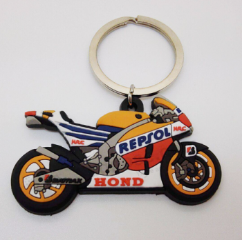 Cartoon soft pvc motorbike key ring souvenir motorcycle pendant cute keychain