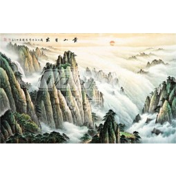 B494 Mount Huangshan Sunrise Scenery Ink Painting Wall Art Decoration Murals