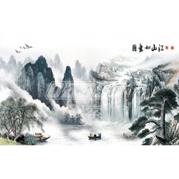 B496 Landscape Painting TV Background Wall Decoration Ink Painting for House Decor