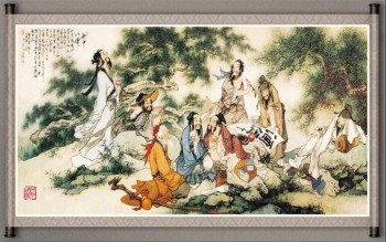 B419 peinture à l'encre de décoration murale chinoise de fond pour le salon