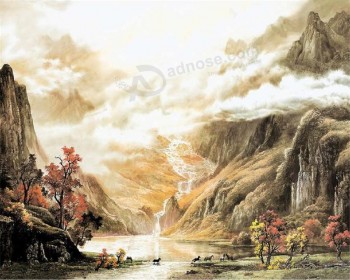 B421 venta caliente estilo de tinta montañas paisaje impresión del arte pintura mural decoración pintura