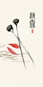 B435-1 pittura a inchiostro cinese di decorazione della parete di loto dipinto da qi baishi