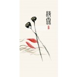 Pintura de tinta chinesa b435-1 de pintura de decoração de parede de lótus por qi baishi