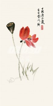 B435-3 peinture à l'encre de chine de la peinture de décoration murale en lotus par qi baishi