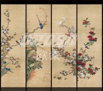 Stampa del materiale illustrativo della decorazione della parete del fondo della pittura dell'inchiostro e del fiore dell'acqua e del fiore b456