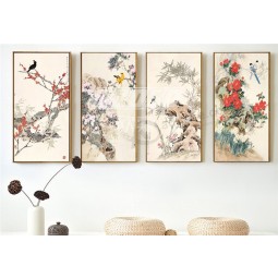 B459 fiore e uccello acqua e inchiostro pittura sfondo muro decorazione in vendita