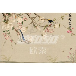 B460 Flower and Bird TV Background Decoration Water and Ink Painting Wall Art Printing
