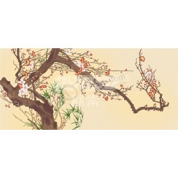 B465 Hand Painted Plum Blossom Chinese Style Background Wall Decoration