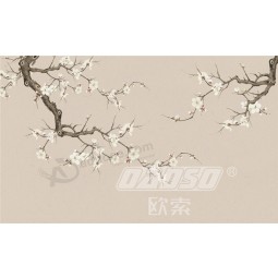 B469 Hand Painted Plum Blossom Sofa Background Wall Decoration Ink Painting Mural