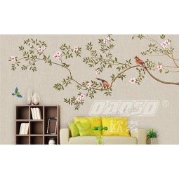 B470 중국 스타일 손 그림 꽃과 조류 잉크 그림 배경 벽 장식