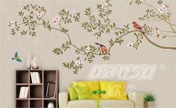 B470 중국 스타일 손 그림 꽃과 조류 잉크 그림 배경 벽 장식