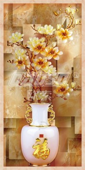E001 Yulan Magnolie Vase Carving Hintergrund Wanddekoration für Veranda