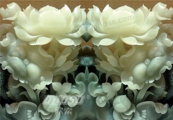 E015 jade sculpture lotus fond peinture décorative peinture à l'encre peintures murales
