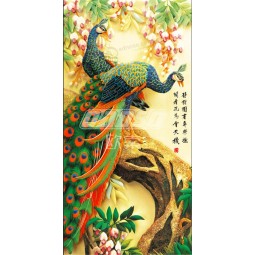 E018 Peacock Background Wall Decoration Ink Painting Mural Home Decor