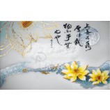 E021中国スタイルの蓮の花のテレビの背景壁の装飾インク塗装家のインテリア
