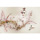 E025高精細レリーフ梅の花の背景壁装飾絵画