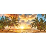 F001 Sea View Coconut Tree Super High Definition Background Wall Decoration Ink Painting