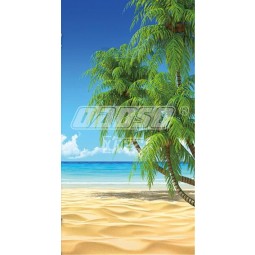 F002  High Definition Beach Coconut Tree Porch Background Wall Decoration Ink Painting
