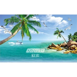 F006 Beach Scenery Ink Painting Background Wall Decoration Home Decor