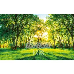 F013 Green Forest Landscape Ink Painting Wall Background Decoration
