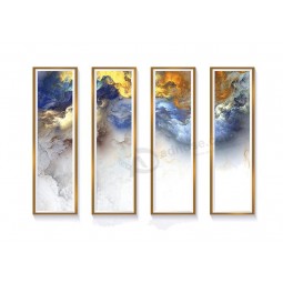 B506 Color Smoke Abstract Landscape Ink Painting Four Screens for Home Decor