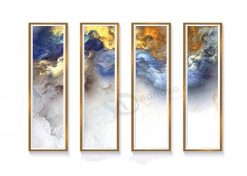 B506 kleur rook abstracte landschap inkt schilderij vier schermen voor home decor