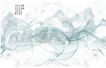 B511现代简化的抽象水墨画大理石背景墙壁装饰