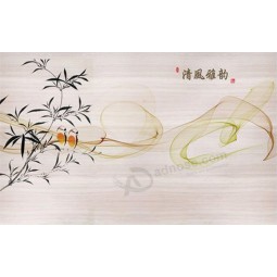 B512现代简化的竹子抽象墨水绘画电视背景墙壁装饰