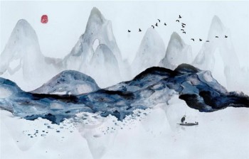 B514 Artistic Conception Landscape Ink Painting Background Murals