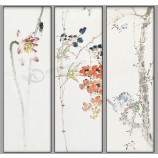 B540墨の花と鳥の芸術の背景壁画アートワークの印刷