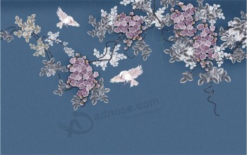 B543 Nueva pintura de tinta china de fondo estilo flor y pájaro