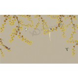 B545-1 handgemalte feine Pinselarbeiten Blumen und Vögel Ginkgo Hintergrund Tusche Malerei Wandkunst Drucken