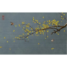 B546 handgemalte Ginkgo Biloba Blume und Vogel Tuschmalerei Hause dekorative Wandbild