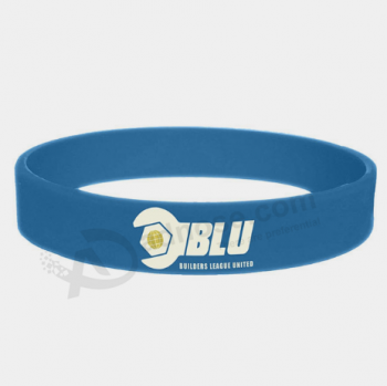 Promocional barato impressão personalizada pulseira de silicone azul