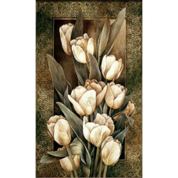 C141 европейский ретро белый тюльпан масляной живописи крыльцо фон стены декоративной живописи